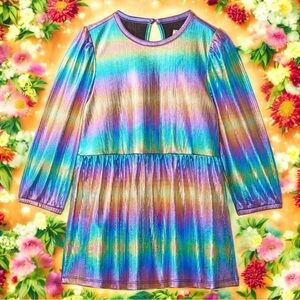 NEW Hatley Multicolor Psychedelic Long Sleeve Babydoll Dress Girl's Size 12-18mo